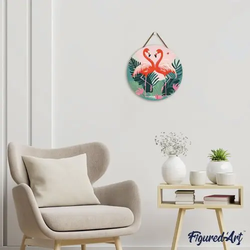 Figured ART Malování podle čísel na dřevu - PLAMEŇÁCI průměr 30 cm