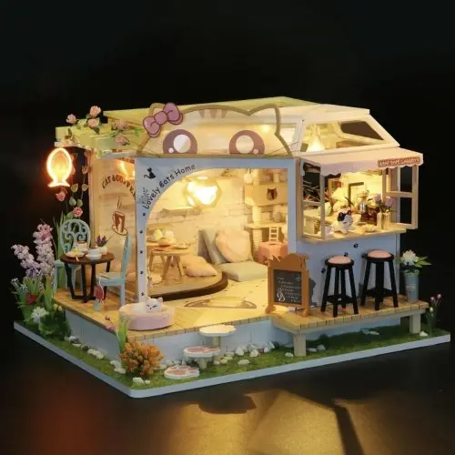 Miniaturní domeček - Zahradní Kočičí Kavárna