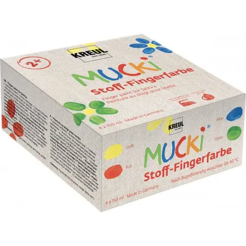 Prstové barvy na textil Mucki 4x150ml