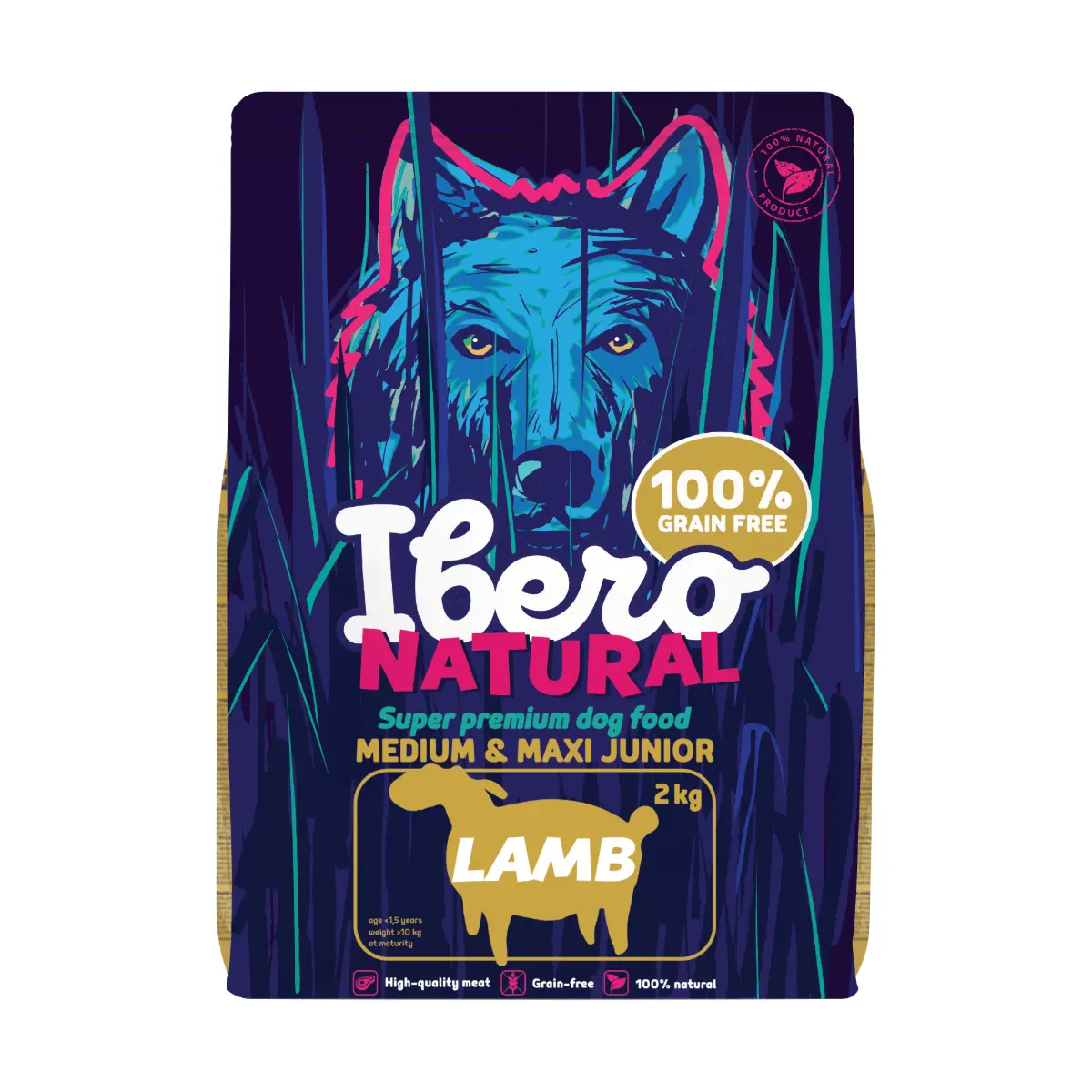 Ibero Grain Free Dog Medium & Maxi Junior Lamb - 2kg