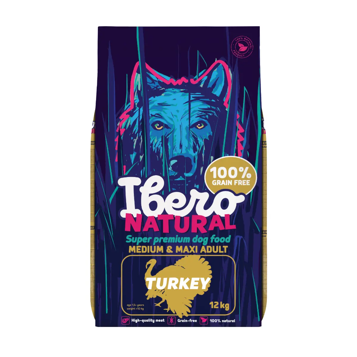Ibero Grain Free Dog Medium & Maxi Adult Turkey - 12 kg