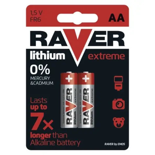 Lithiová baterie RAVER FR6 (AA), blistr 2ks