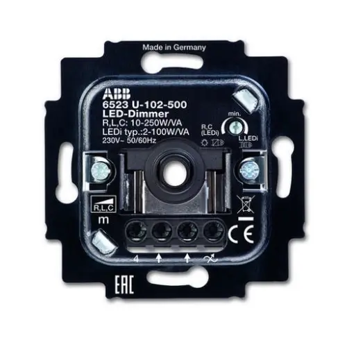 Přístroj stmívače ABB 6512-0-0335 2-100W pro otočné ovládání a tlačítkové spínání pro LED
