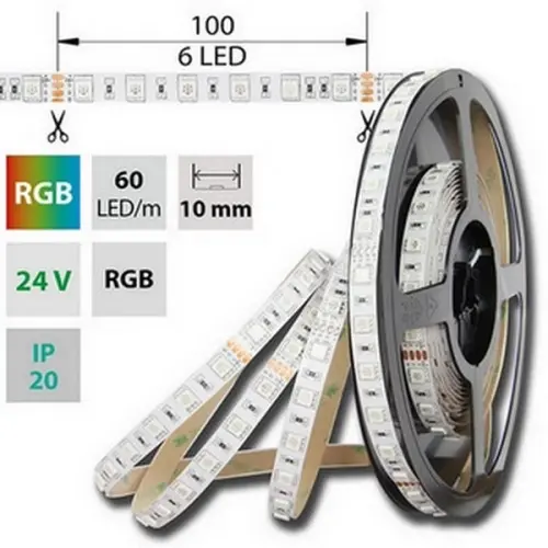 LED pásek McLED 24V RGB š=10mm IP20 14,4W/m 60LED/m SMD5050 ML-128.601.60.2