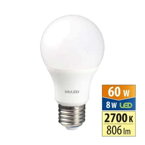 LED žárovka E27 McLED 8W (60W) teplá bílá (2700K) ML-321.094.87.0