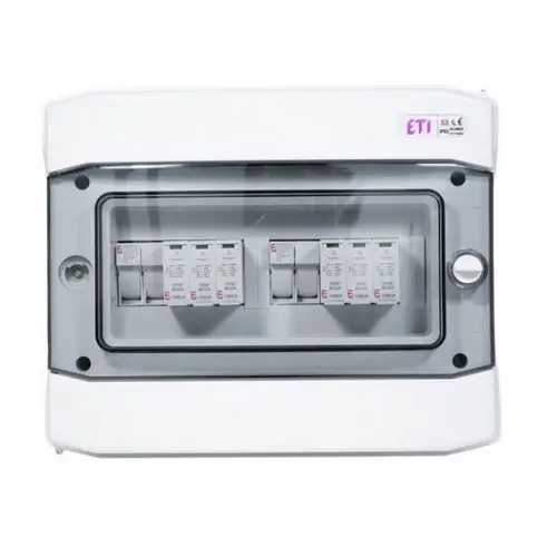 Rozvodnice pro fotovoltaiku ETI RFVE IP 65 pro 2 stringy T1+T2