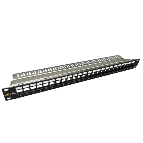 19" modulární neosazený patch panel Solarix 24 portů 1U SX24M-0-STP-BK-UNI-N