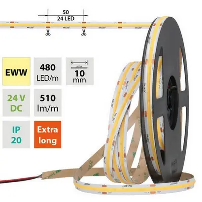 LED pásek McLED 24V COB teplá bílá 480LED/m 5W/m CRI90 10mm ML-126.053.83.2