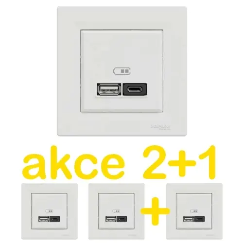 Schneider Electric Asfora rychlonabíječka USB A+C 3A 45W bílá balení 2+1ks zdarma KIT_EPH2700421X3