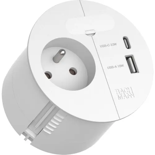 Stolní zásuvka BACHMANN 938.302 Loop in Charge bílá 230V + USB nabíječka