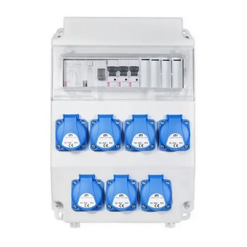 Zásuvková skříň ETI EDS11 RCD 7 C IP54 7x230V jištěná s chráničem 001105253