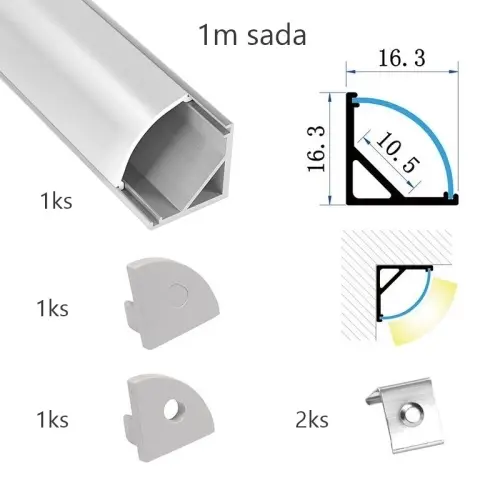 Sada hliníkového profilu s matným difuzorem KM55-S-MK-P 1m