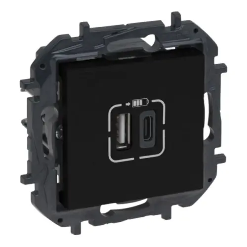 Legrand Niloé Step nabíječka USB A+C černá 3A 863540B