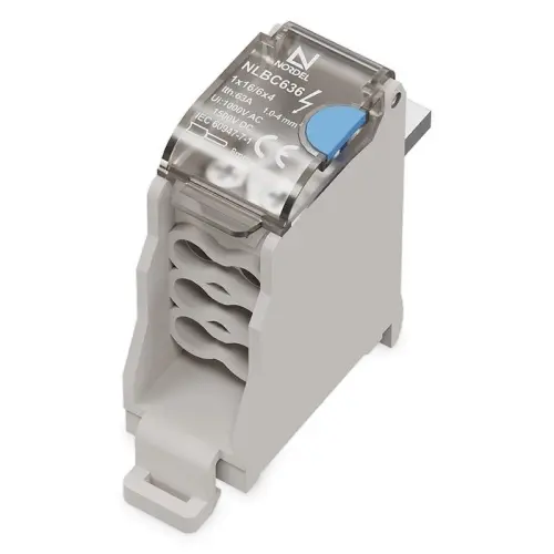 Svorka rozbočovací připojovací vstup 16mm2 / výstup 6x4mm2 Al/Cu 63A NORDEL NLBC 636