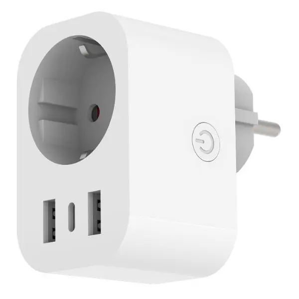 Chytrá zásuvka 1 x SCHUKO, 2 x USB A, 1 x USB C, mobilní aplikace, TUYA