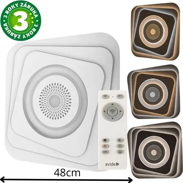 Designové led stropní svítidlo Avide Nicole 48cm 95W 6600lm CCT dálkové ovládání 3 roky