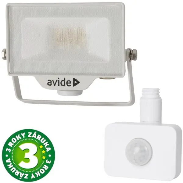 Prémiový ultratenký LED reflektor bílý 10W 1000lm, denní, s čidlem pohybu, 3 roky