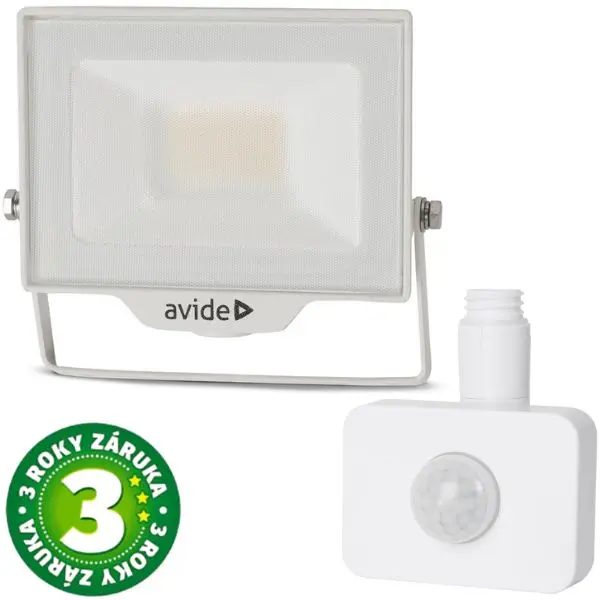 Prémiový ultratenký LED reflektor bílý 20W 2000lm, denní, s čidlem pohybu, 3 roky