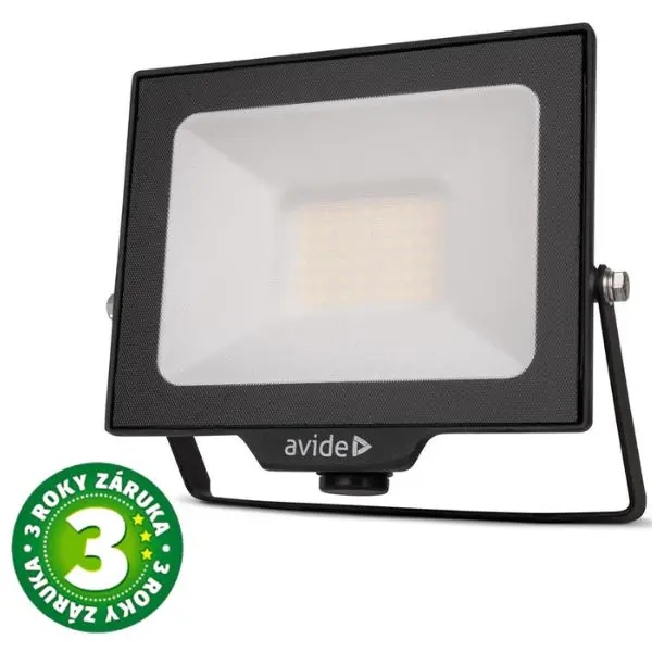 Prémiový ultratenký LED reflektor černý 30W 3000lm, studená, s přípravou na čidlo, 3 roky