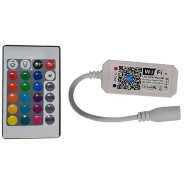 WIFI ovladač RGB+W pásku 100W, s dálkovým ovládáním, 24 tlačítek