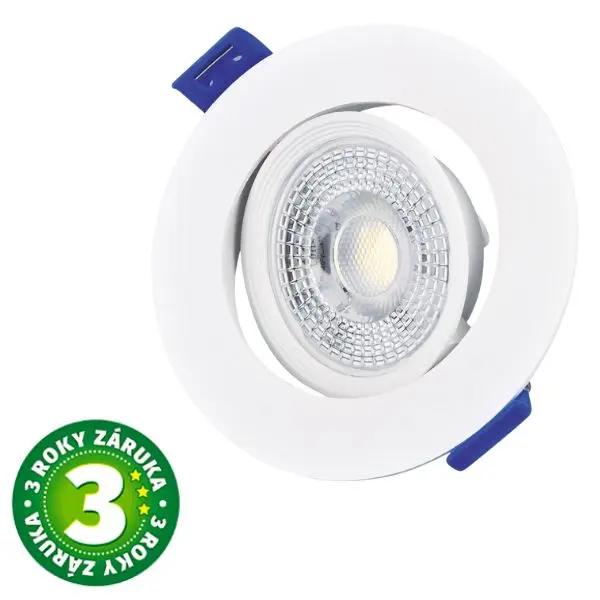 Prémiové výklopné podhledové bodové LED svítidlo 7W 510lm, teplá, kruh, 8,5cm, 3 roky
