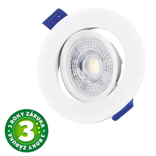 Prémiové výklopné podhledové bodové LED svítidlo 7W 510lm, denní, kruh, 8,5cm, 3 roky