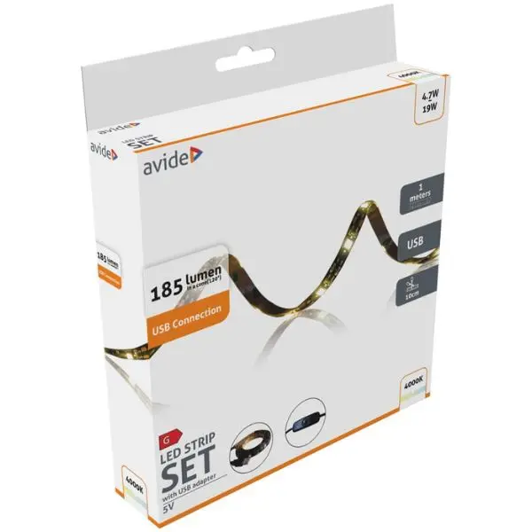Set: voděodolný LED pásek pod postel 3W 178lm, teplá, 1,2m s čidlem pohybu a USB