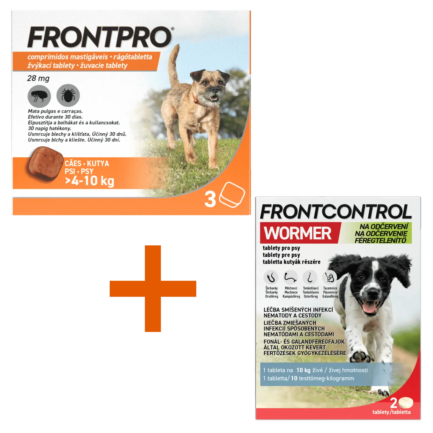 Frontpro 28.3mg 4-10kg 3 žvýkací tablety + Frontcontrol Wormer pro psy 2 tablety