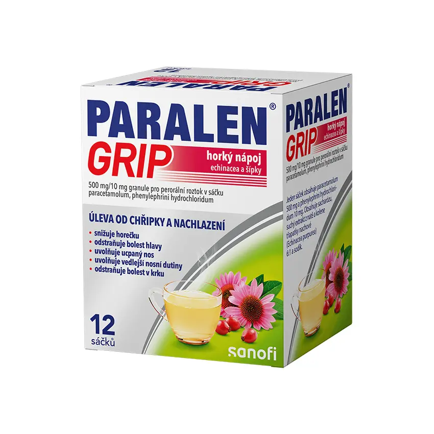PARALEN GRIP HORKÝ NÁPOJ ECHINACEA A ŠÍPKY POR 500MG/10MG POR GRA SOL SCC 12