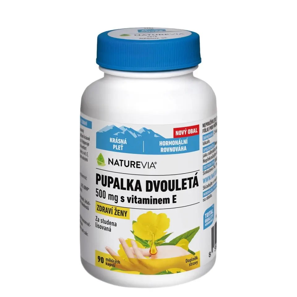 NATUREVIA Pupalka dvouletá 500 mg + Vitamín E 90 kapslí