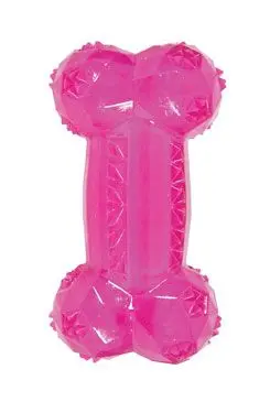 Hračka pes BONE TPR POP kost 12cm růžová Zolux