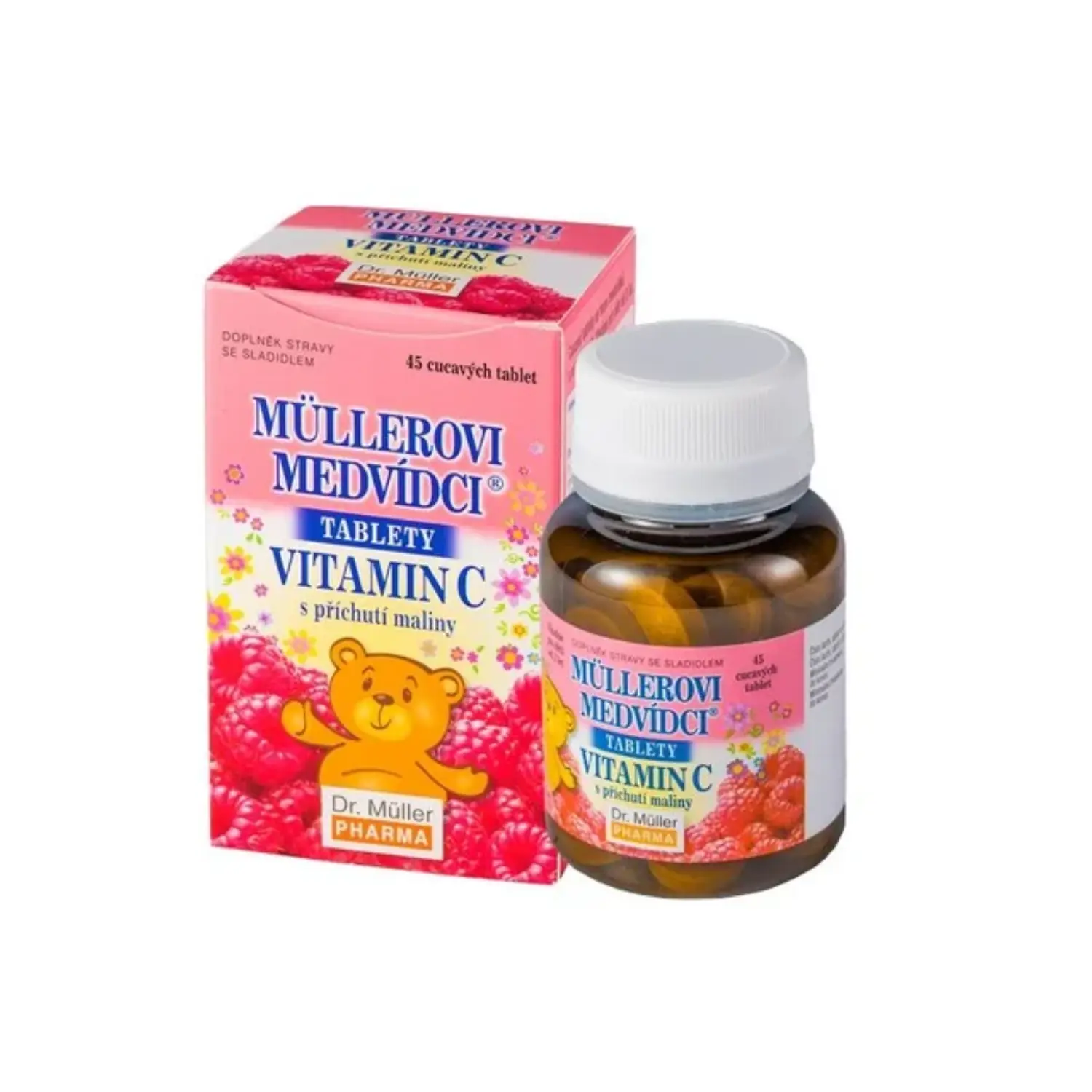 DR.MÜLLER Müllerovi medvídci s vit.C a přích.maliny tabliet 45