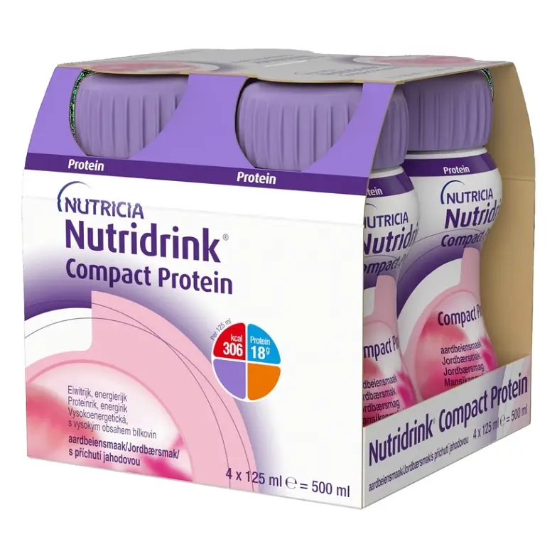 Nutridrink Compact s příchutí jahodovou 4x125 ml