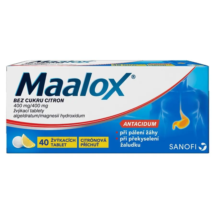 Maalox bez cukru citron 400mg/400mg tbl.mnd.40