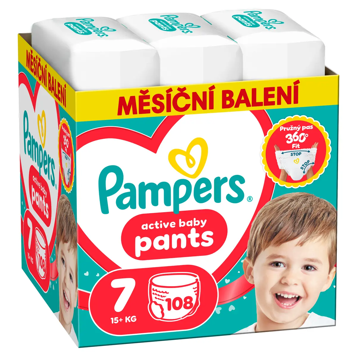 Pampers Active Baby Pants 7 plenkové kalhoty 15 kg+ 108 kusů