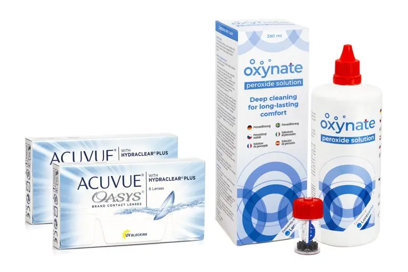 Johnson & Johnson Acuvue Oasys (12 čoček) + Oxynate Peroxide 380 ml s pouzdrem