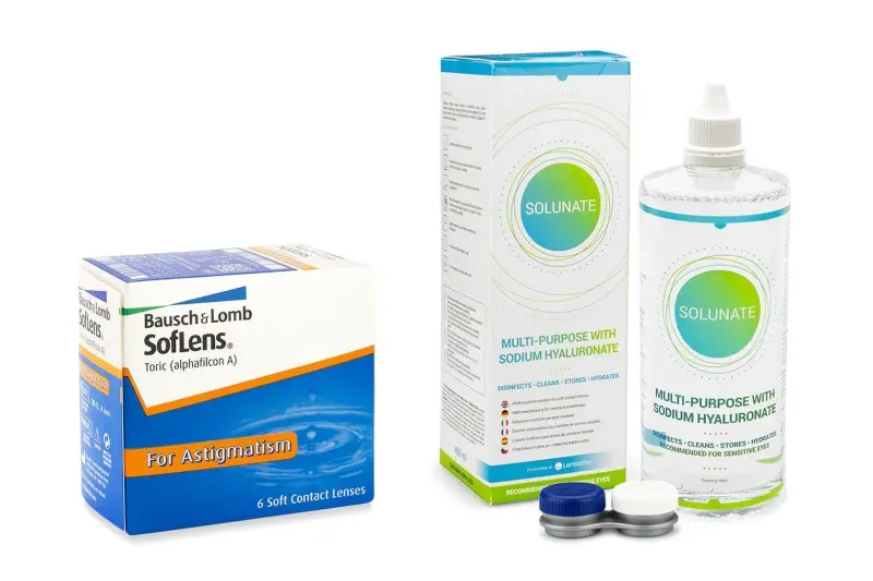 Bausch & Lomb SofLens Toric (6 čoček) + Solunate Multi-Purpose 400 ml s pouzdrem