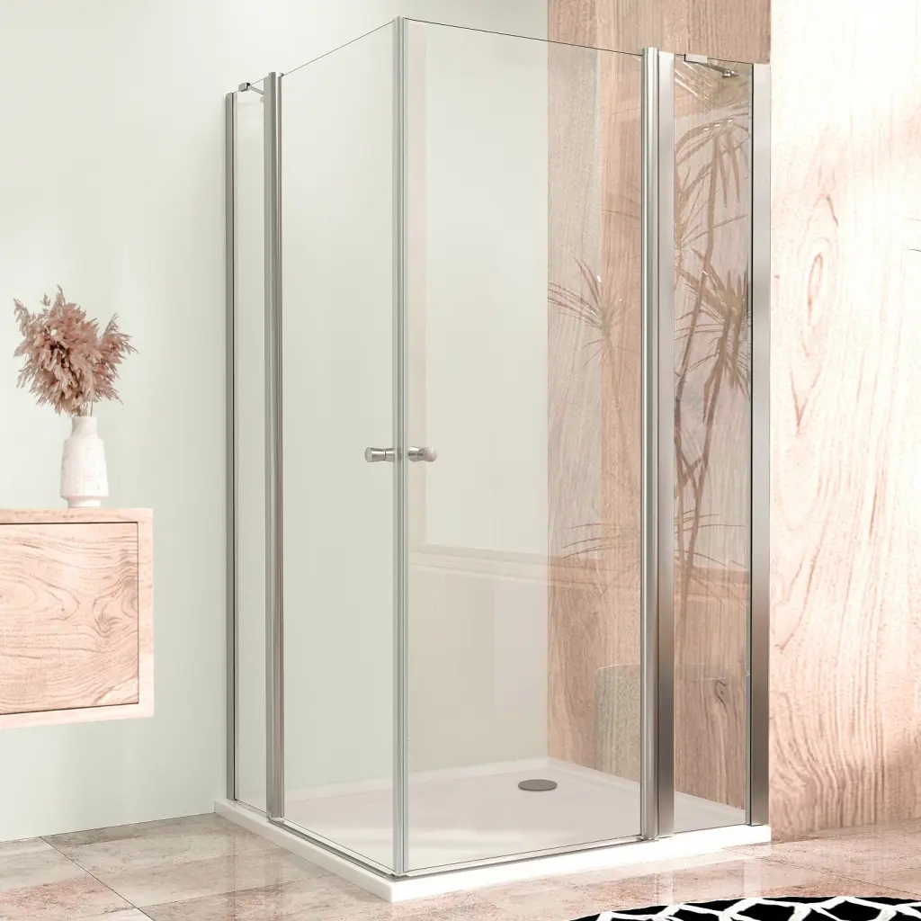 WellMall Sprchová zástěna 90x80, obdélníková, čirá, chrom (65+30/65+20) - ALFA LINE DUE 8595703848933