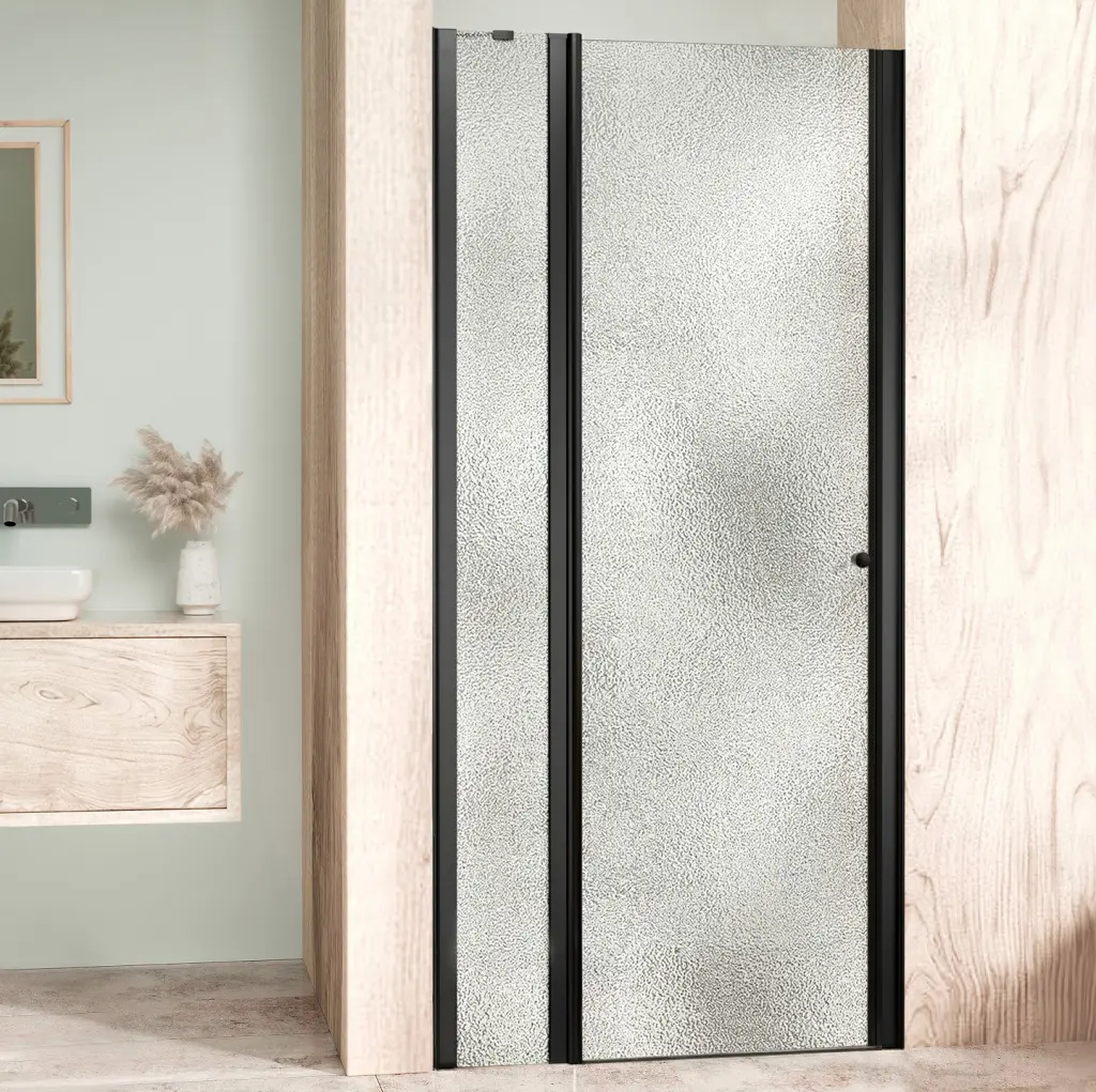 WellMall ALFA LINE Black 130 Grape Sprchové dveře jednokřídlé s pevnou stěnou v rovině (80+50) 8595703837838