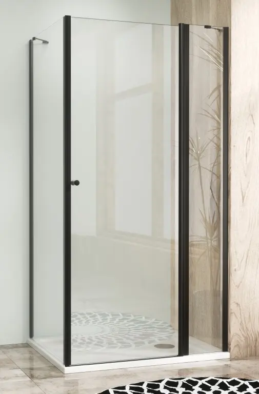 WellMall Sprchová zástěna 140x90, obdélníková, čirá, černá (95+50/90) - ALFA LINE COMBI 8595703853517