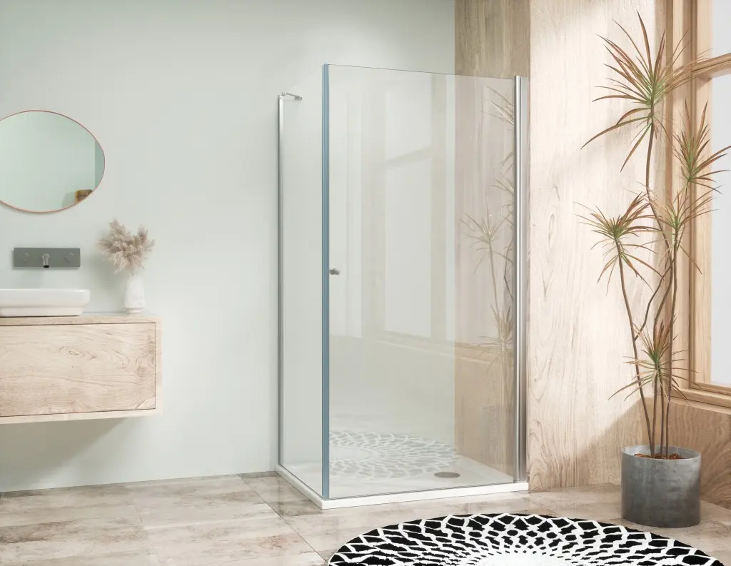 WellMall ALFA ROCKY 90x90 Chrom/Čiré Čtvercový sprchový kout s mramorovou vaničkou 8595703852510