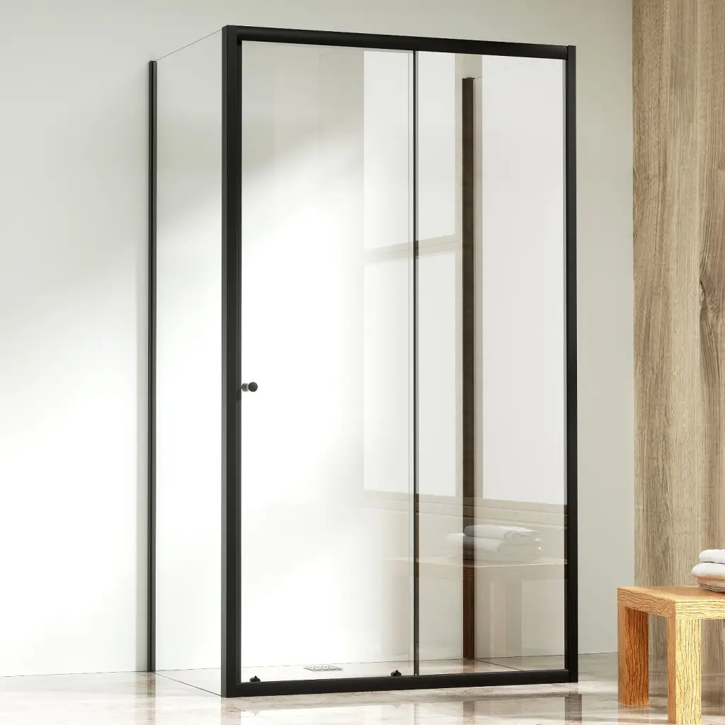 WellMall NICOL COMBI II Black 100x120x100 Čiré Sprchový kout s posuvnými dveřmi 8595703858130