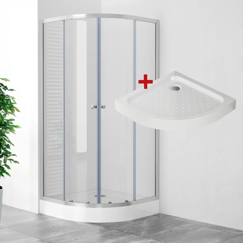 WellMall POINT LOR 80 Clear Čtvrtkruhový sprchový kout s akrylátovou vaničkou 8595703828164