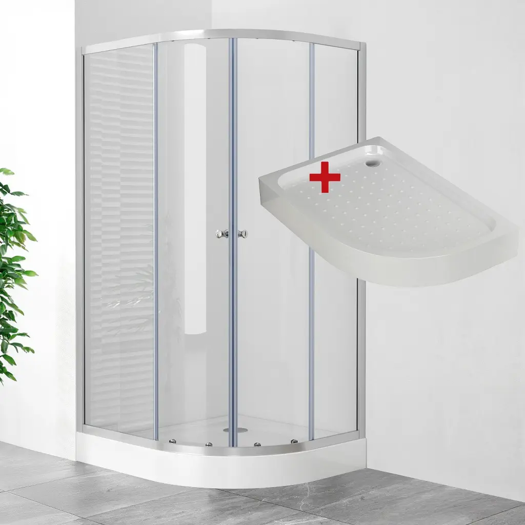 WellMall POINT AS LOR 100x80 Clear Levý Asymetrický sprchový kout s akrylátovou vaničkou 8595703828034