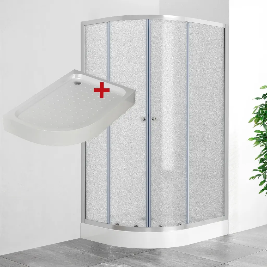 WellMall POINT AS LOR 100x80 Grape Pravý Asymetrický sprchový kout s akrylátovou vaničkou 8595703836442
