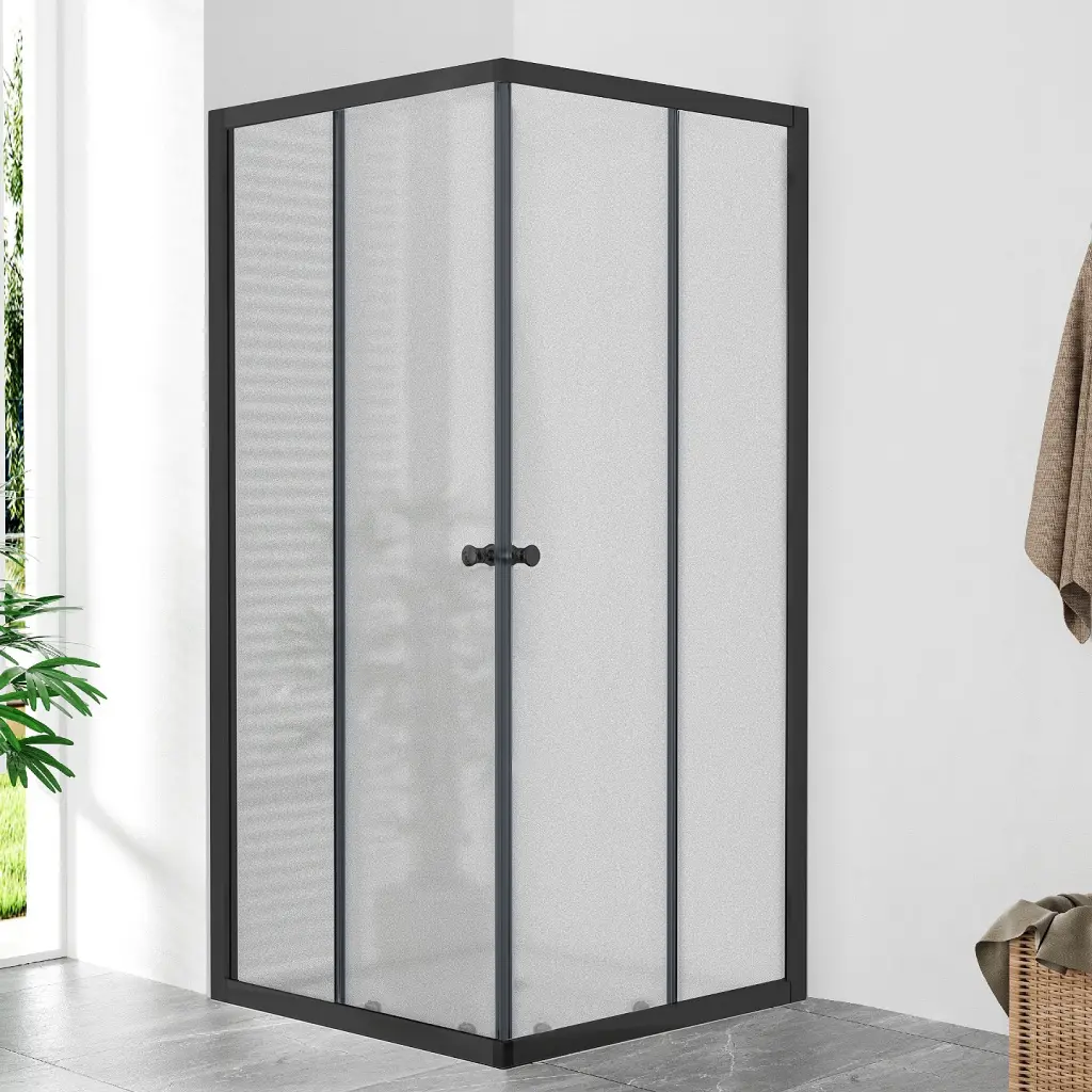 WellMall POINT Q BLACK 80x80 Grape Čtvercová sprchová zástěna 8595703844201