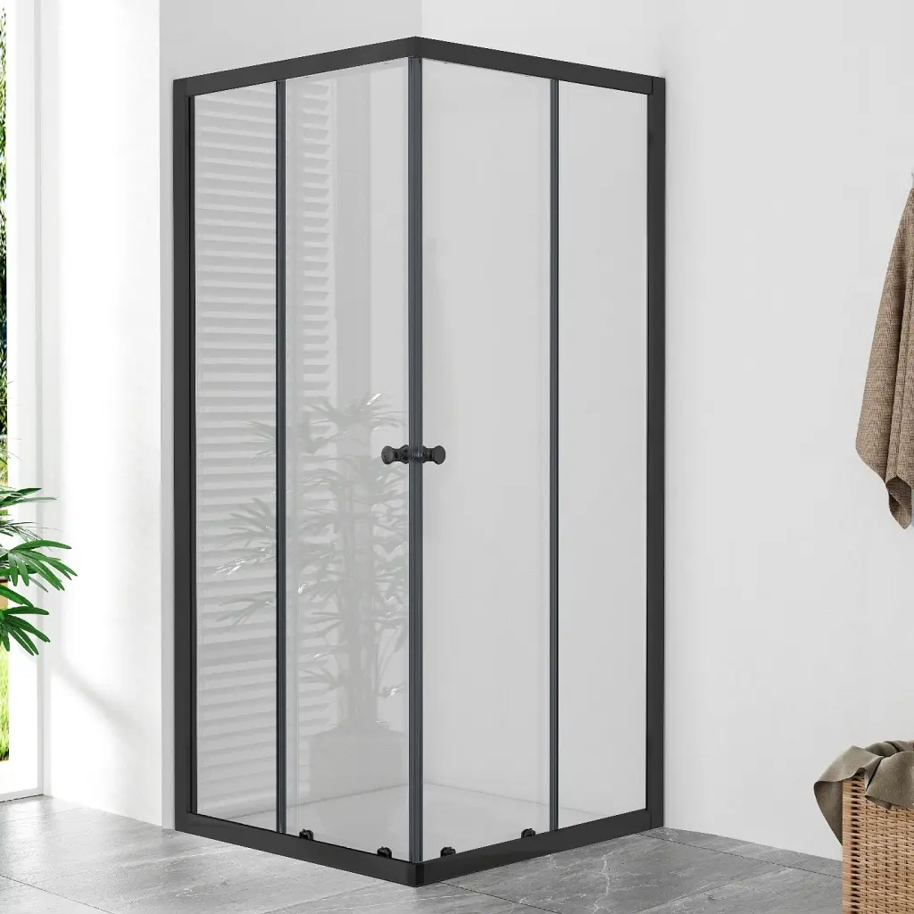 WellMall POINT Q BLACK 90x90 Clear Čtvercová sprchová zástěna 8595703844218
