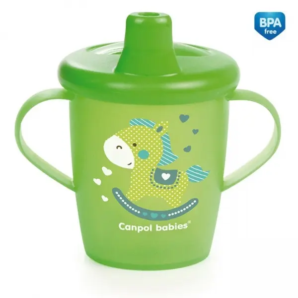Canpol Babies Netekoucí hrníček s pítkem Anywayup TOYS - zelený, 250 ml