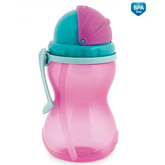 Canpol babies Lahev sportovní se slámkou 370 ml růžová