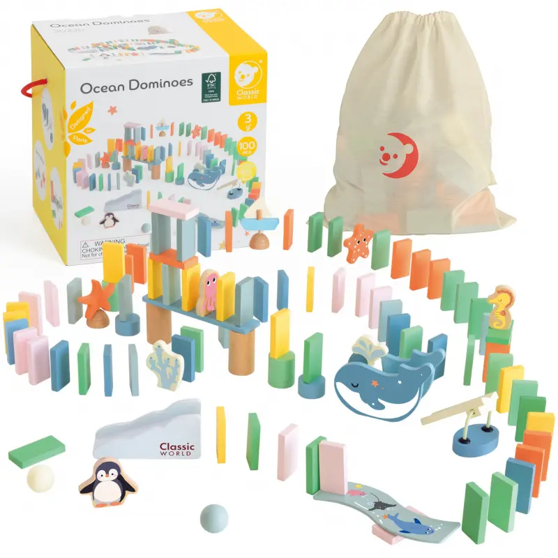 Classic world Dřevěné domino - překážková dráha 100 ks